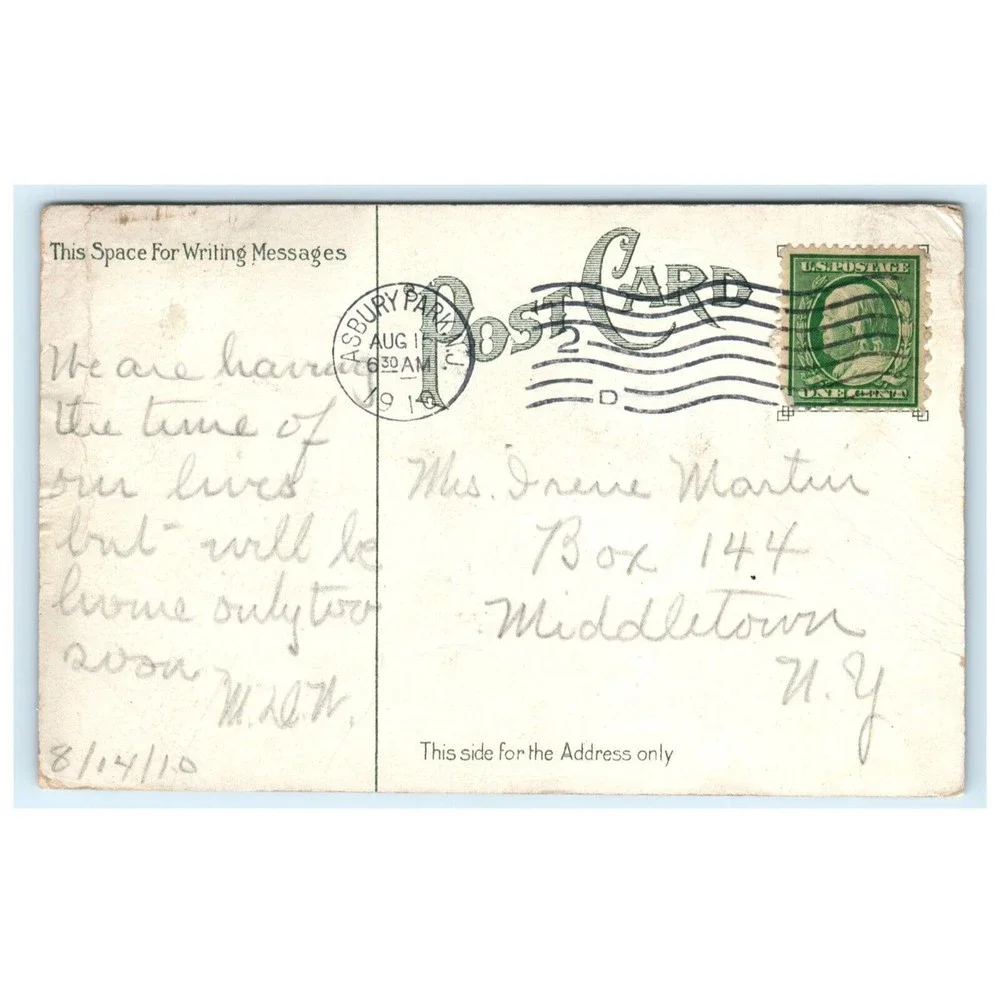 VTG Postcard Asbury Park New Jersey NJ Esplanade Review‎ Boardwalk 1910 Posted